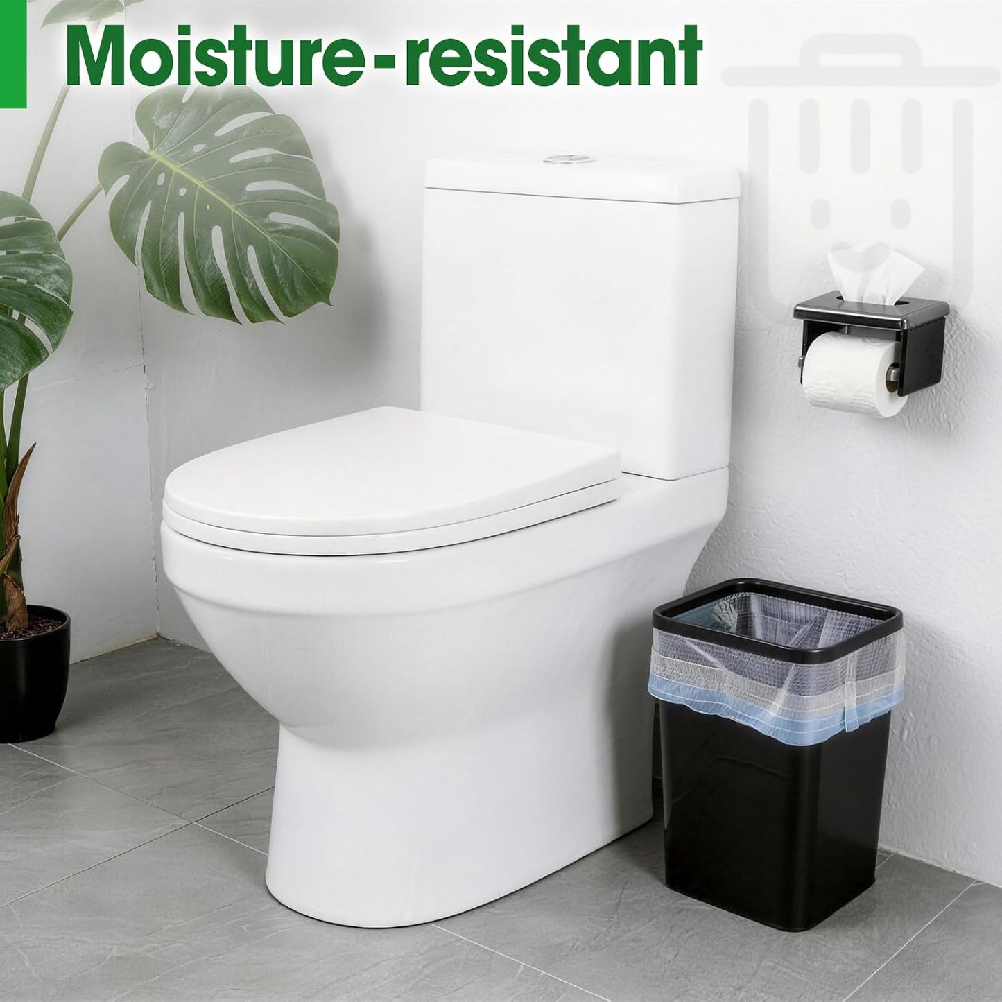 5 Pack Small Trash Can, Plastic Wastebaskets, 3.5 Gallon Small Garbage Can for Bathroom, Bedroom, Kitchen, Offices, Black
