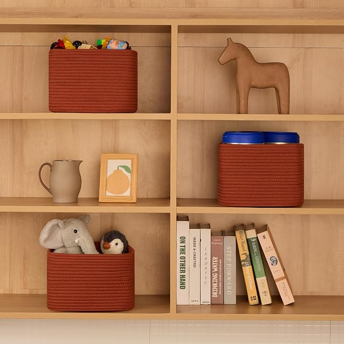 Small Organizing Baskets for Cubes Shelf, 9.7x9.7x7.1 Inch Rope Woven Storage - Image 4
