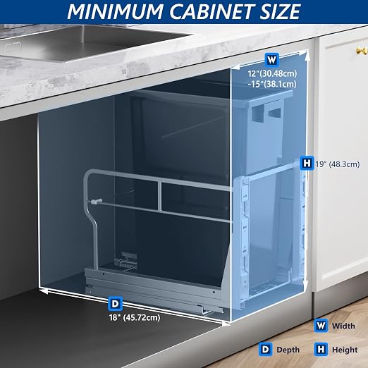 Insputer 8 Gal Pull Out Trash Can Under Cabinet, Heavy Duty Under Sink Garbage - Image 4