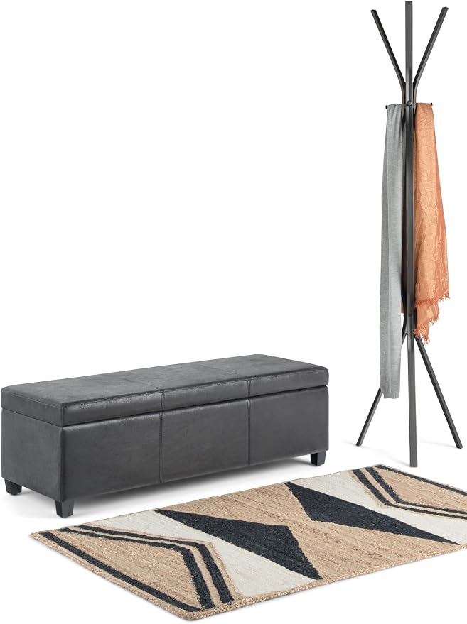 SIMPLIHOME Avalon 48 inch Wide Contemporary Rectangle Storage Ottoman Bench in - Image 11