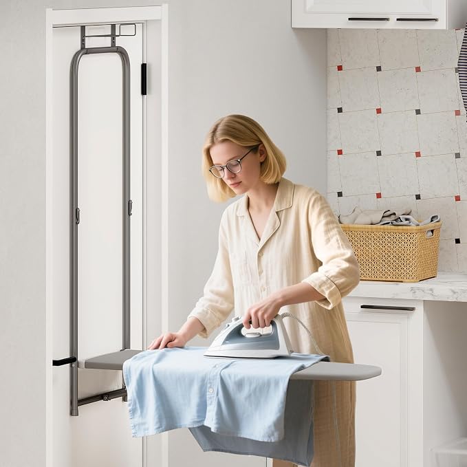 COSTWAY Over The Door Ironing Board, Space-Saving Metal Hanging Ironing Board - Image 8