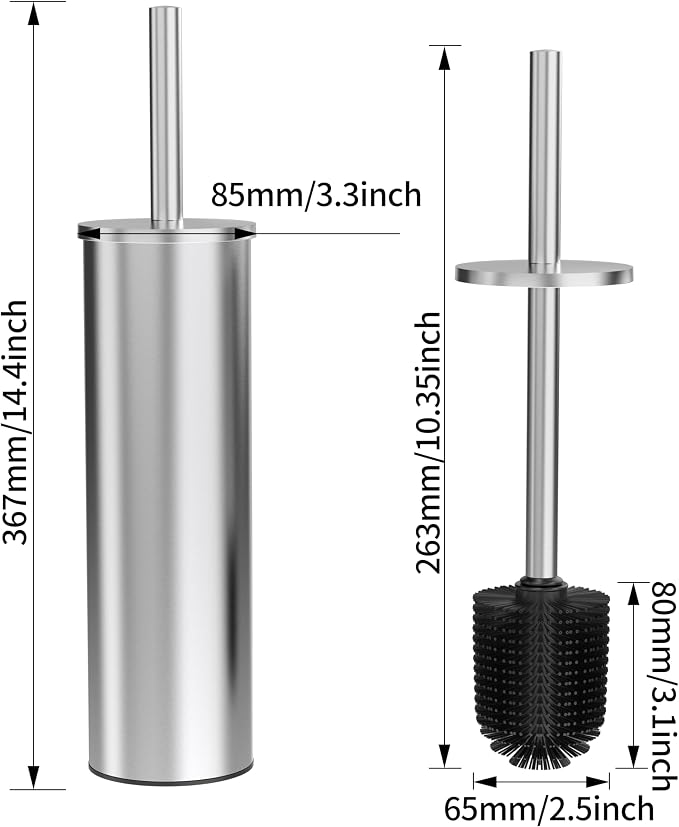 Toilet Brush and Holder Set, 2 Pack Stainless Steel Toilet Bowl Brush - Image 7