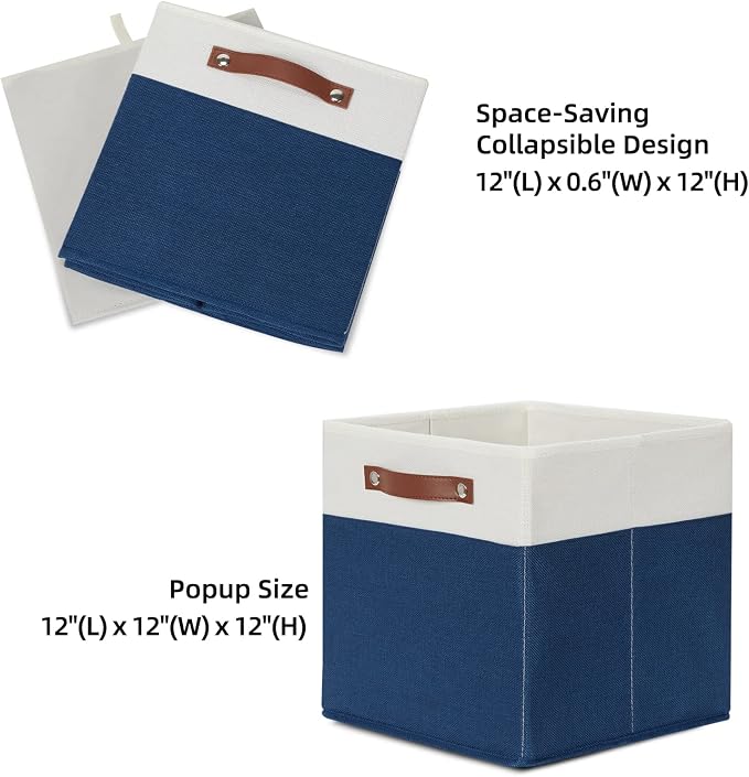 HNZIGE Cube Storage Baskets, Fabric Storage Cubes 12 x 12, Decorative Storage - Image 2