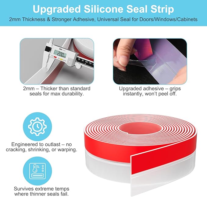Heavy-Duty 36 ft x 3 in Weather Stripping, Extra Thick 2mm Door Draft Stopper - Image 3