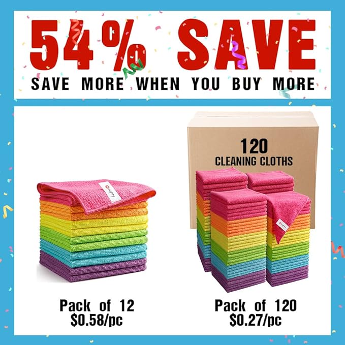 Orighty Microfiber Cleaning Cloth Pack of 120, Microfiber Towels - Image 2
