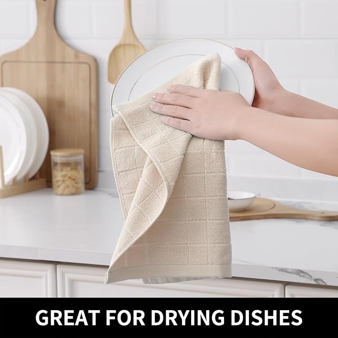 Homaxy 100% Cotton Terry Kitchen Dish Cloths, Ultra Soft and Absorbent Dish - Image 4