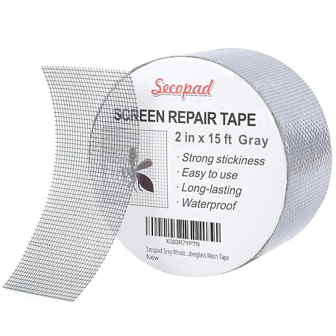 Grey Window Screen Repair Tape, 2IN X 15FT Screen Repair Kit by Secopad