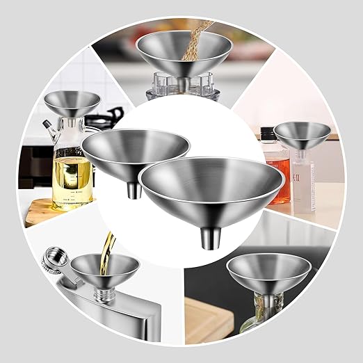 Small Funnel Set of 2, Stainless Steel Mini Funnel - Image 3