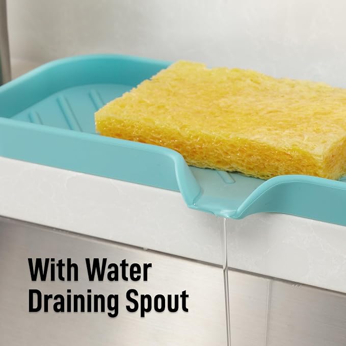 Zulay Kitchen Large Silicone Sponge Holder – Flexible Sink Organizer Tray - Image 8