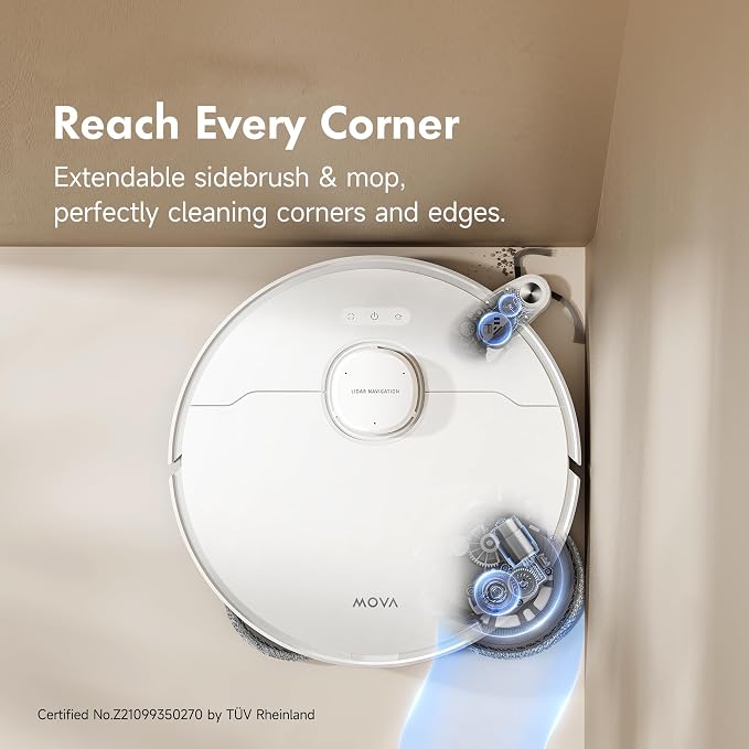 Mova P10 Pro Ultra Robot Vacuum and Mop 13, 000Pa Suction, 140°F Hot Water Auto - Image 3