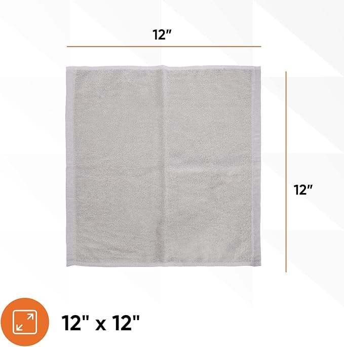 Superio Cotton Terry Washcloths Grey Towels 100% Cotton Cleaning Cloth 16" Rags - Image 2