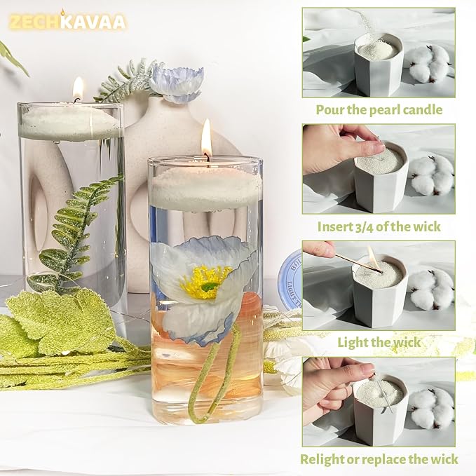 Green Tea Scented Light Green Pearled Candle 18oz Luxury Sand Candle Granulated - Image 5