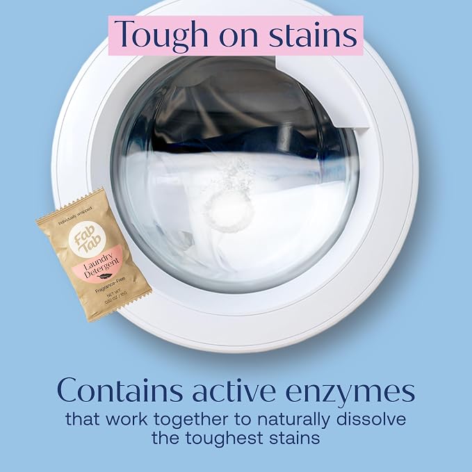Fab Tab Laundry Detergent Tablets, Plant-Based Formula, Removes Tough Stains - Image 3