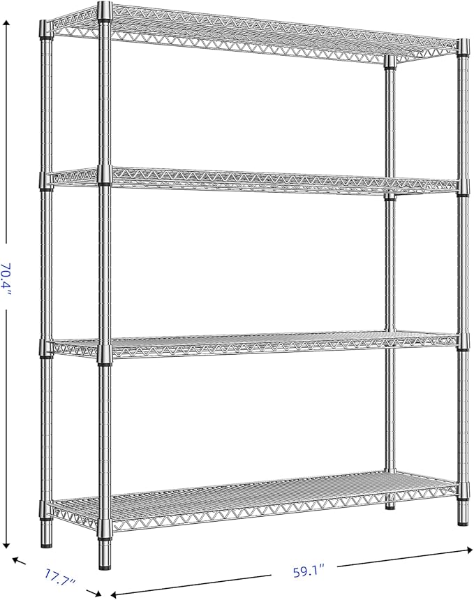 1760 LBs 4 Tier Storage Rack Metal Wire Shelving Unit, Storage Standing Shelf - Image 3