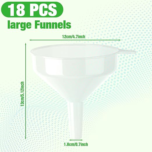 Honeydak 18 Pieces Multi-Purpose Plastic Funnels 4.7 Inch Wide Mouth Funnels - Image 2