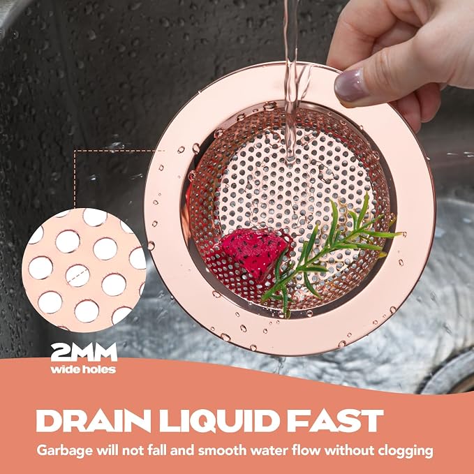 Retisee 2 Pcs Sink Strainer Stainless Steel Kitchen Sink Drain Strainer Basket - Image 3