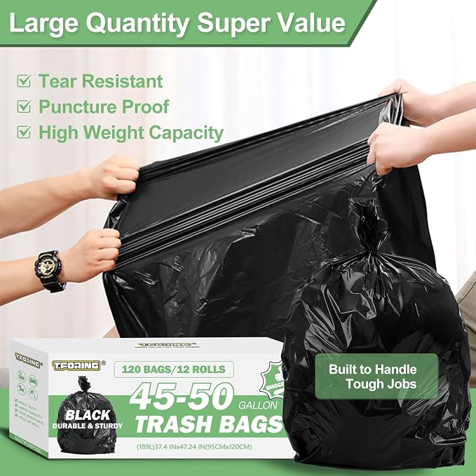 45-50 Gallon Black Trash Bags 120 Count - Image 4