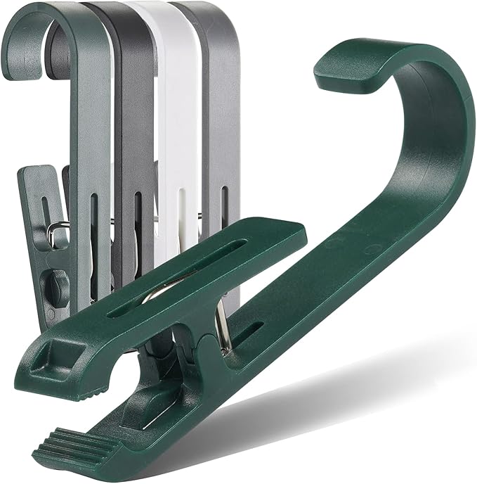 12 Pcs Large Clothes Pins Towel Clips, Strong Plastic Clothes Hanger. S Hook - Image 2