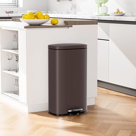 Arlopu 8 Gallon Step Trash Can, Stainless Steel Garbage Bin, Soft-Close Rubbish - Image 5