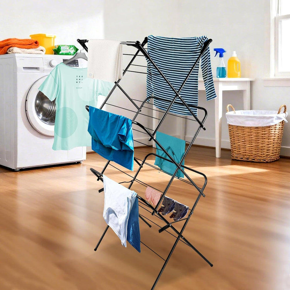 Foldable Clothes Drying Rack Laundry Drying Rack Black