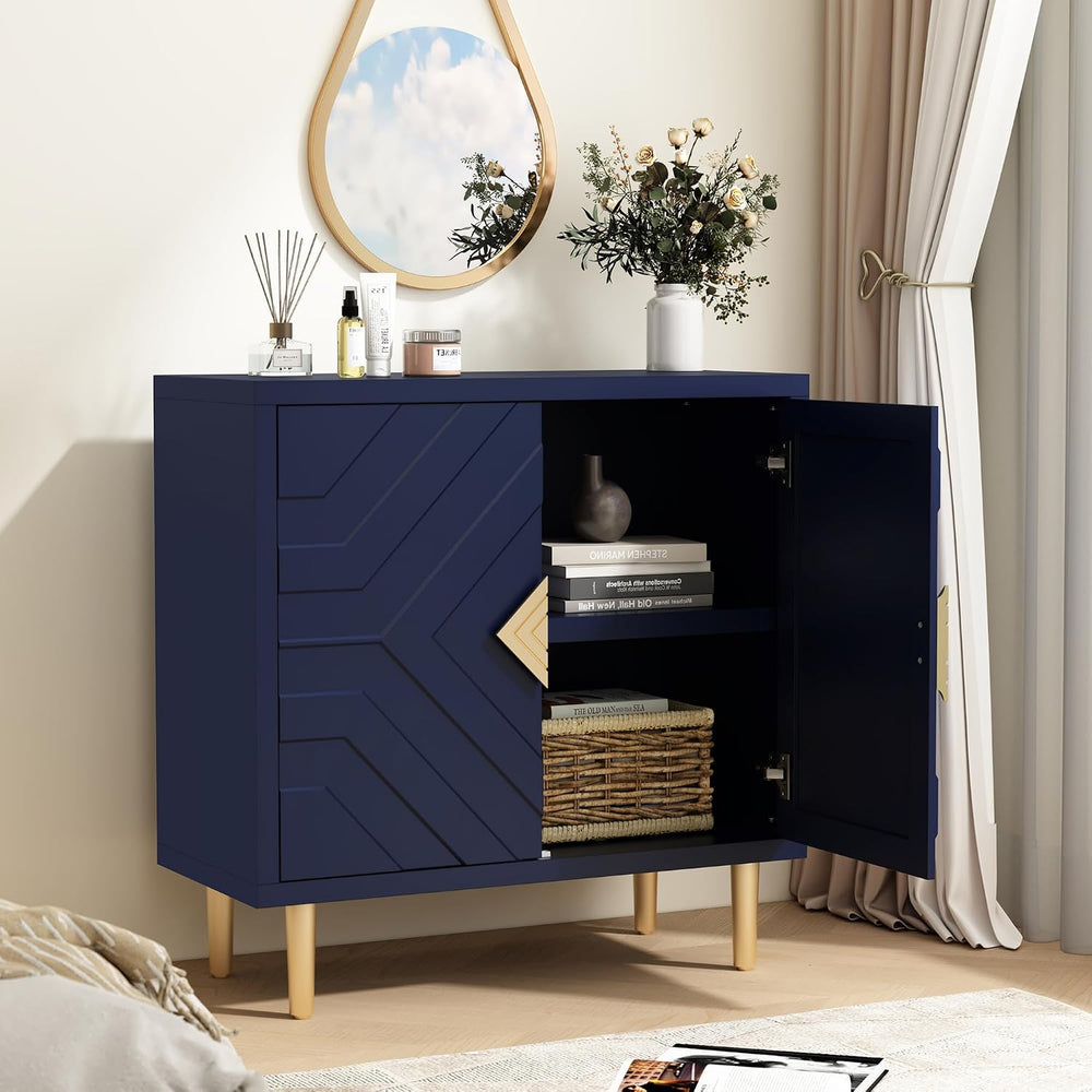 HLR 31.7'' Modern Sideboard Storage Cabinet with 2 Doors, Blue