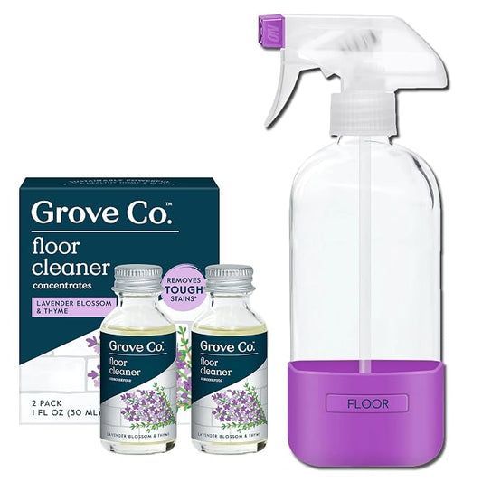 Grove Co. Floor Cleaner Refill Concentrate + 1 x Durable Glass Spray Bottle by GroveCo
