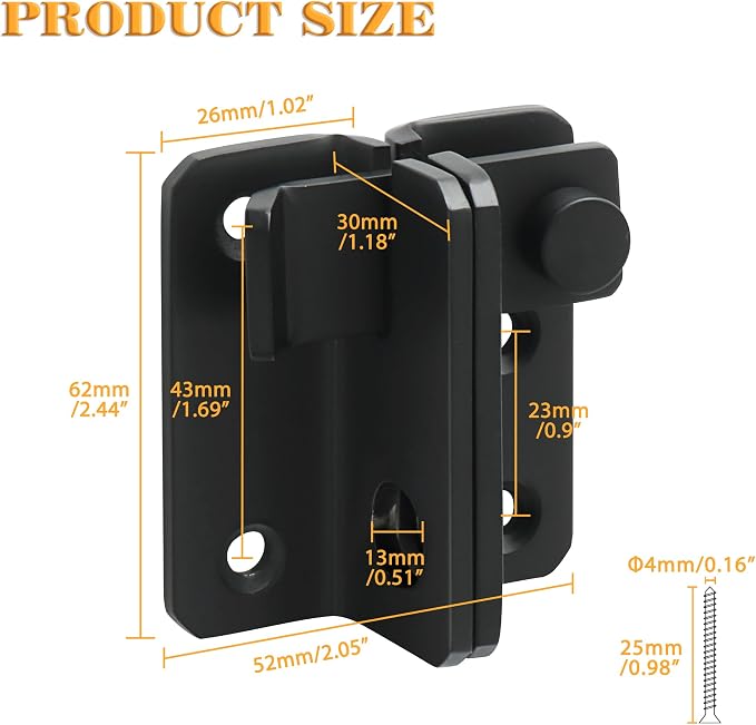 Alise Flip Latch Gate Latches Slide Bolt Latch Safety Door Lock Catch - Image 2