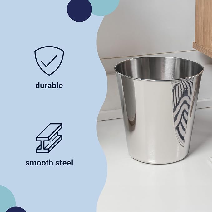 happimess HPM1113D Nolan Modern Classic Smooth Steel 2-Gallon Wastebasket - Image 3