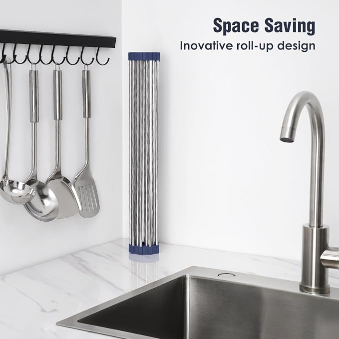 Tomorotec 17.7" x 12.5" Roll Up Dish Drying Rack Over Sink Drying Rack Sink - Image 3