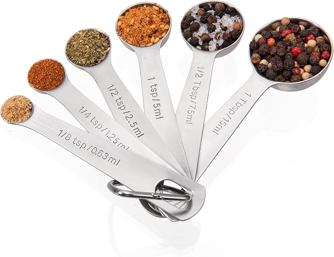 Doosu Measuring Spoons Set of 6-18/8 Stainless Steel Heavy Duty Teaspoons by Doosu