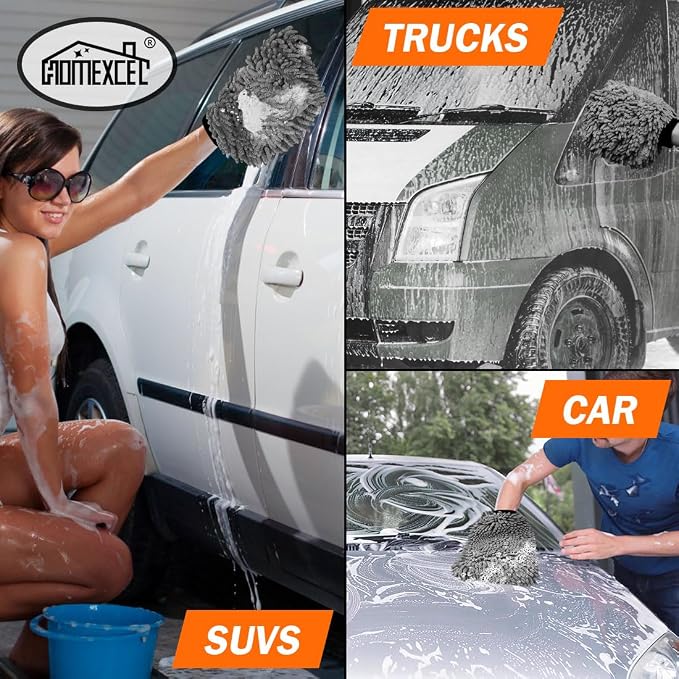 HOMEXCEL Car Wash Mitt, 2PK Chenille Microfiber Wash Mitt, Scratch-Free & - Image 7
