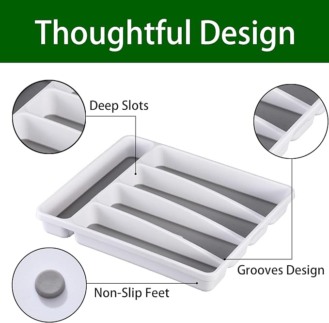 Silverware Organizer 2 Pieces Utenisl Organizer Holder Kitchen Drawer Organizer - Image 6