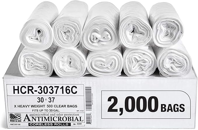 Aluf Plastics High Density Trash Bags, 30 Gallon, 16 Micron, by AlufPlastics