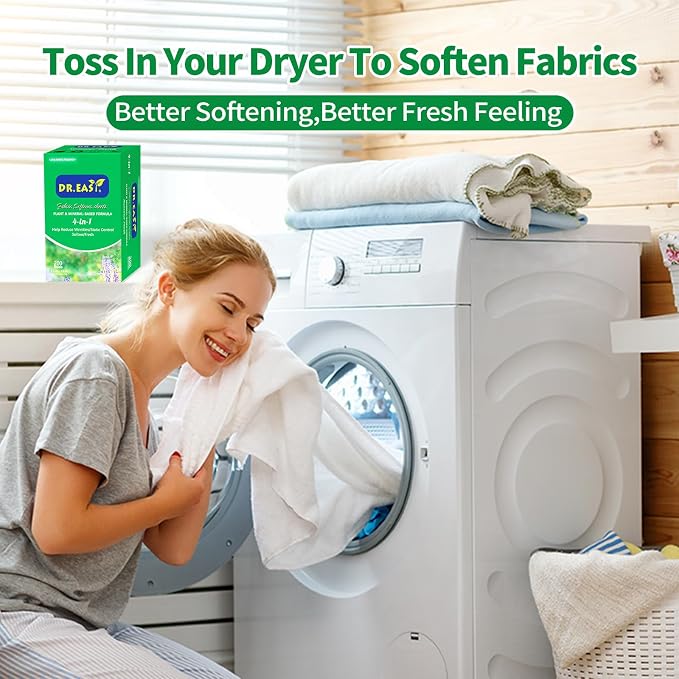DR.EASY SUMMER FRESH Dryer Sheets Plant Based Formula 200 Ct Fabric Softener - Image 5