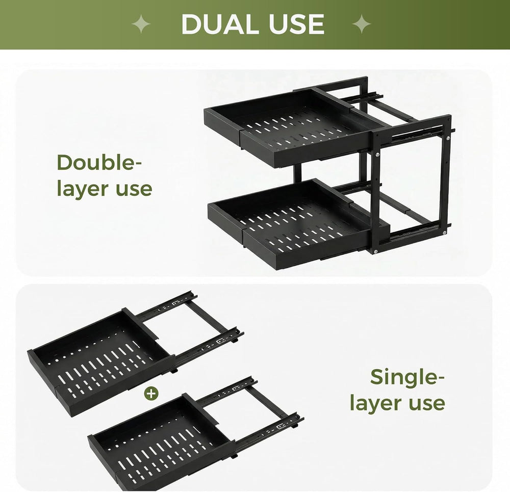Abalter Expandable Pull Out Cabinet Organizer(12-18.5" W x 21" D), ...