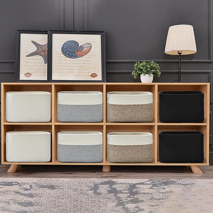 Storage Basket, Woven Baskets for Storage, Cotton Rope Baskets for Organizing - Image 6