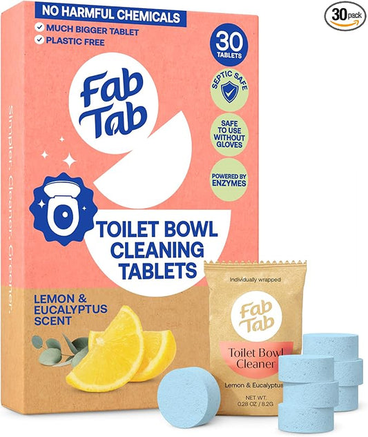 Fab Tab Toilet Bowl Cleaner Tablets, Powerful Stain Removal, No Harsh Chemicals by FabTab