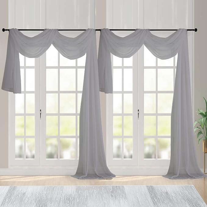 Chyhomenyc Sheer Window Curtain Panels 144 Inches Length 2 Pack, Long Elegant by Chyhomenyc