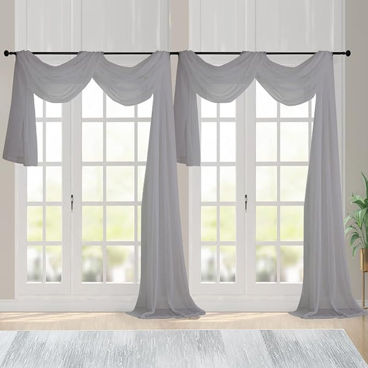 Chyhomenyc Sheer Window Curtain Panels 144 Inches Length 2 Pack, Long Elegant by Chyhomenyc