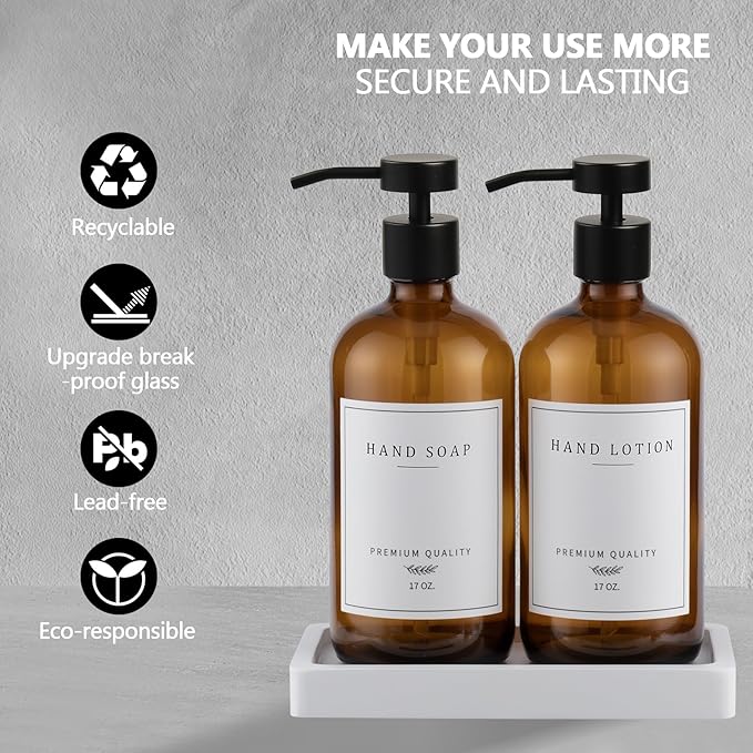Amber Glass Soap Dispenser - Image 3