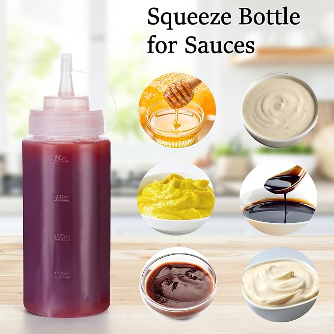 Condiment Squeeze Bottles Ketchup Dispenser, 4 Pack 16oz Squeeze Bottles - Image 5