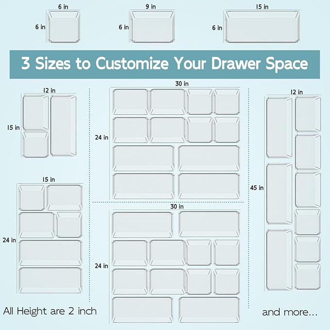 6 Pack Large Clear Plastic Drawer Organizer Trays, Desk Drawer Organizers and - Image 9