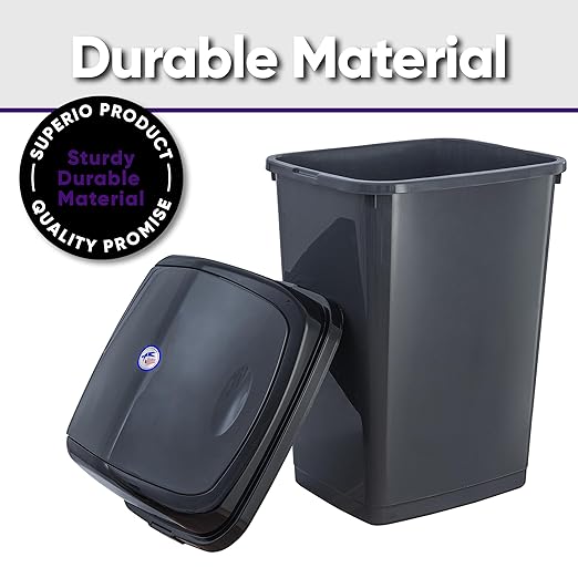 Superio 13 Gallon Plastic Swing Lid Trash Can, and Outdoor Use - Image 3