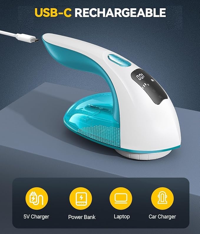 Rechargeable Fabric Shaver and Lint Remover, 3-Speed Adjustable Sweater Shaver - Image 6