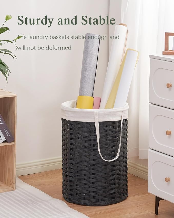 Laundry Hamper Laundry Basket Round 19.0 Gal Handwoven Rattan Laundry Basket - Image 7