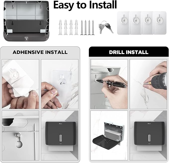 Bathroom Paper Towel Dispenser Pack of 2 Durable ABS Plastic Easy Installation - Image 2