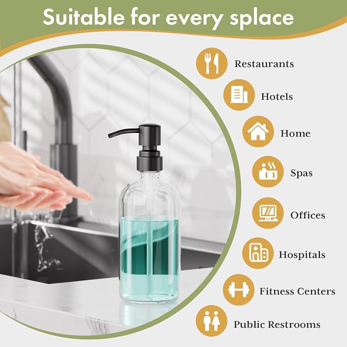 AmazerBath Soap Dispenser, 2 Pack Glass Soap Dispenser - Image 5