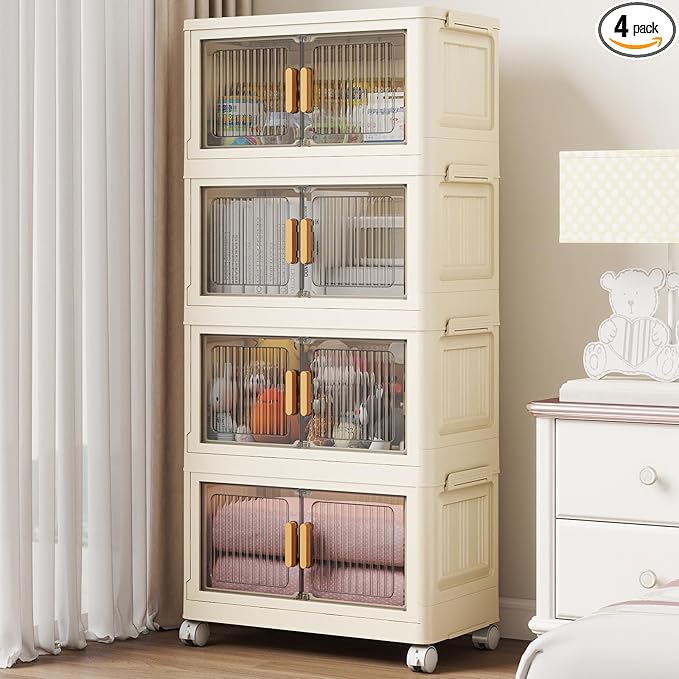 4 Tier Stackable Plastic Storage Bins by Unknown