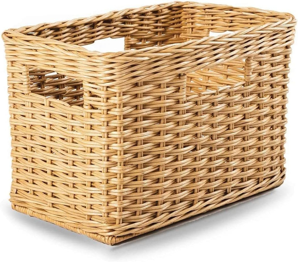 The Basket Lady Tall Rectangular Wicker Storage Basket, 16.5 in L x 10.5 in W x