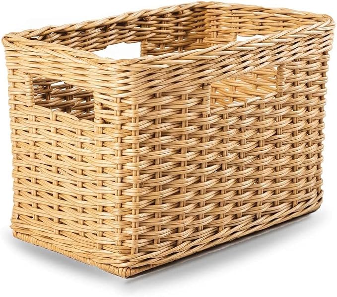 The Basket Lady Tall Rectangular Wicker Storage Basket, 16.5 in L x 10.5 in W x by TheBasketLady